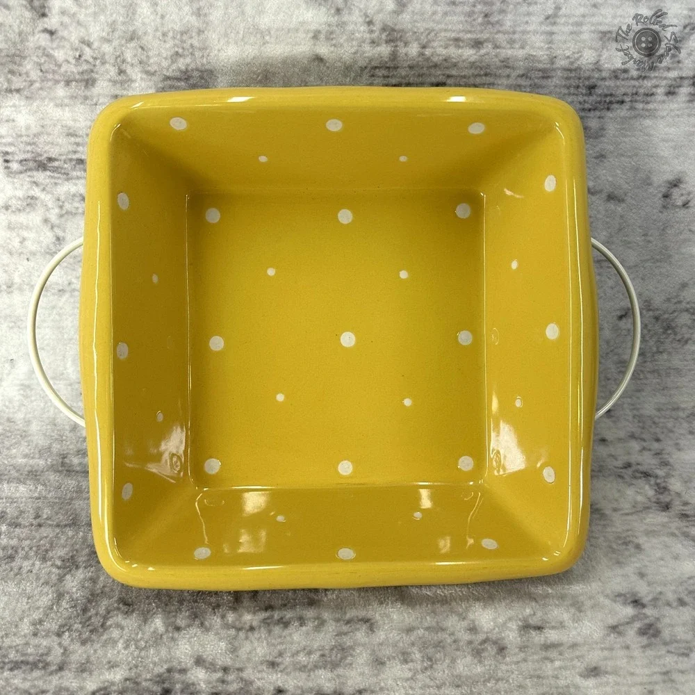 Temptations 6 piece 8x8 9x9‎ Baking Dishes Wire Racks & Trivets Yellow Polka Dot